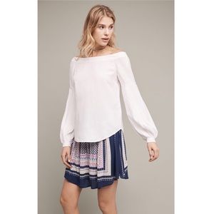 Anthropologie Floreat White Poppy Bell Blouse Top